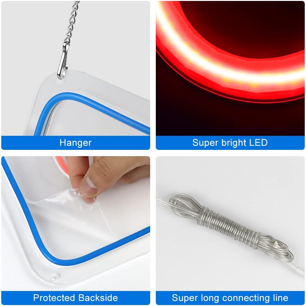 LED Open Sign 16x9 inch, 12V Super Bright Open Signs for Business, Open Neon Sign for Window Party Wall Shop Salon Club Hotel, (Blue & Red), with ON/OFF Switch & Adapter, Horiztontal