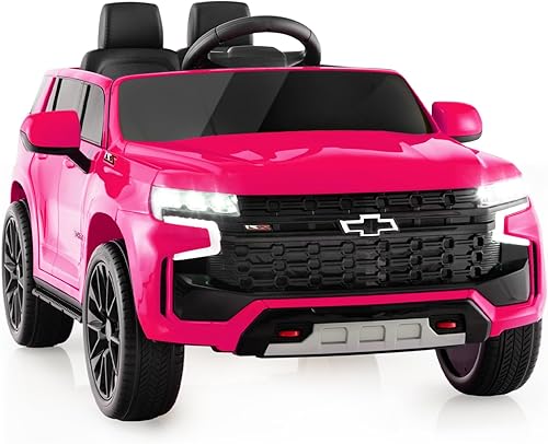 Miniatura 1 de HONEY JOY Camión para montar, Chevrolet Tahoe con licencia de 12 V, vehículo eléctrico Chevy para niños, arranque suave, música, luces, juguete de