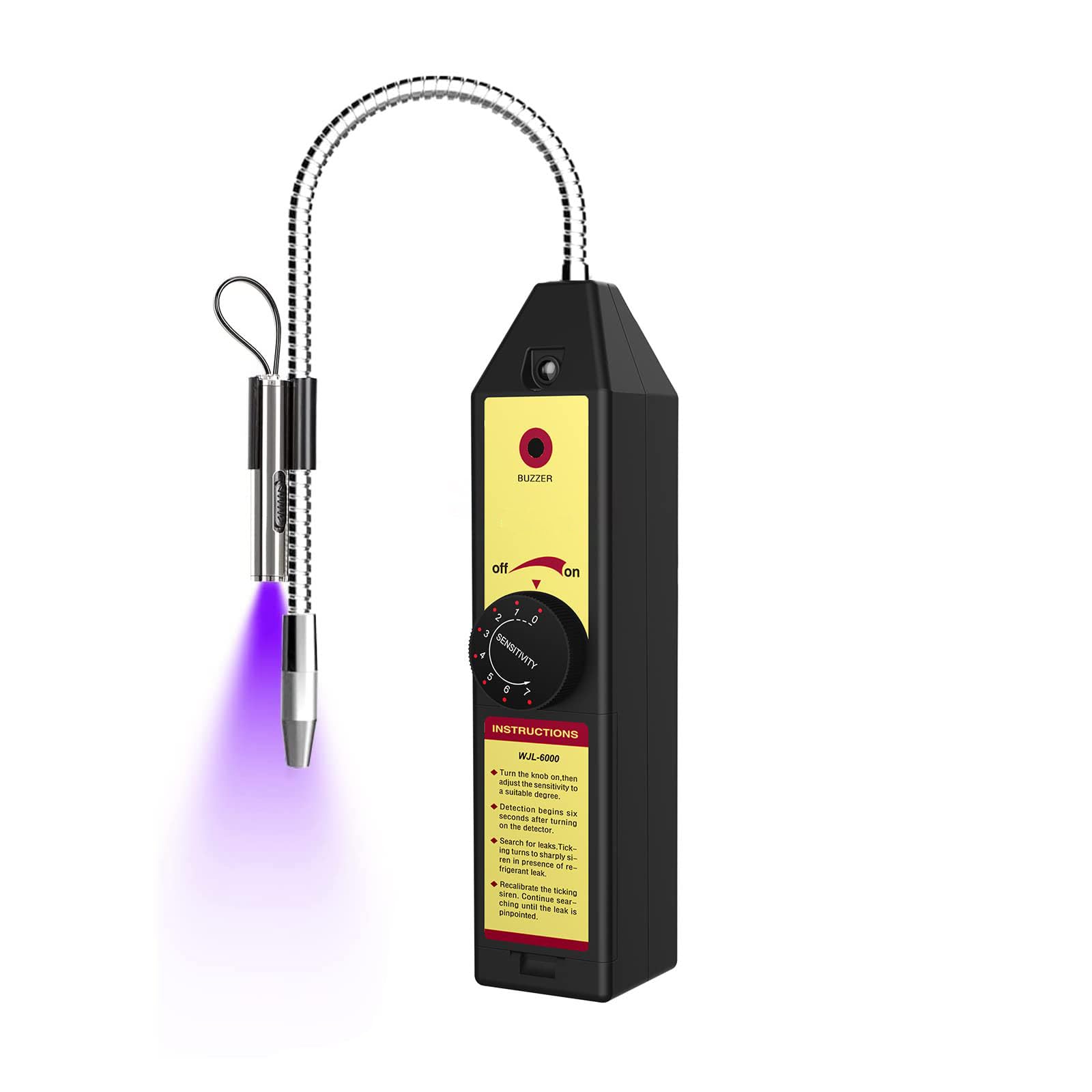 NALACAL WJL-6000 Freon Leak Detector, Halogen Gas Tester, HVAC Refrigerant AC Sniffer R22 R410A R134A with LED, Adjustable Sensitivity, for Halogen Gas Leakage, Air Condition Refrigerant Leak Detector