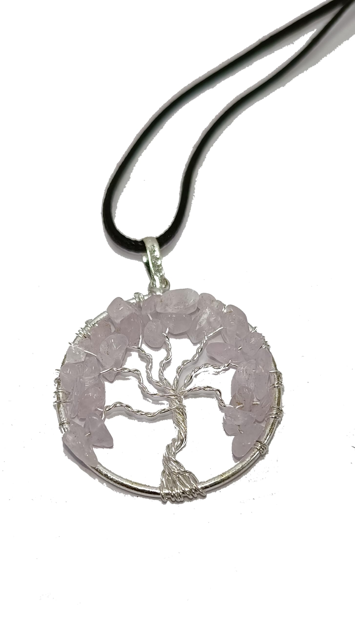 Rose quartz stone Tree of life handmade Silver wire wrapped Pendants for jewelry accessories marking-image-40