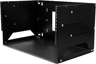 StarTech.com 2-Post 4U Open Frame Wall Mount Network Rack with Built-in Shelf, Wall Mount Data Rack with Adjustable Depth for AV / Computer / IT Equipment, TAA Compliant Server Rack (WALLSHELF4U)