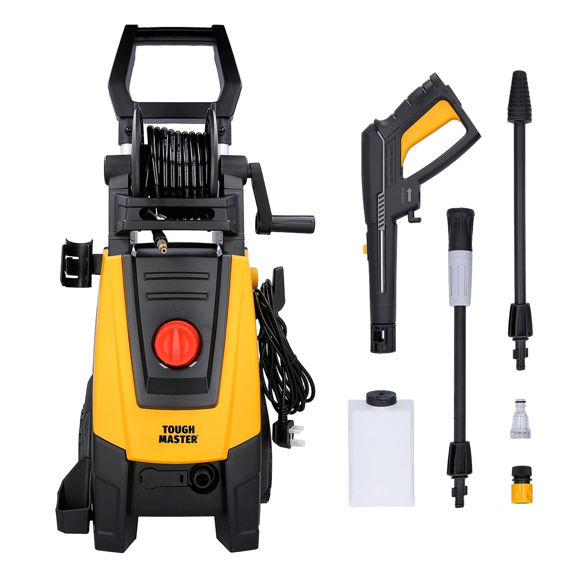 TOUGH MASTER Pressure Washer 160 Bar 2000W Flow Rate 450 L/H Turbo Nozzle Auto Stop System 6M Hose High Compact Portable Jet Washer For Car Patio Garden Furniture