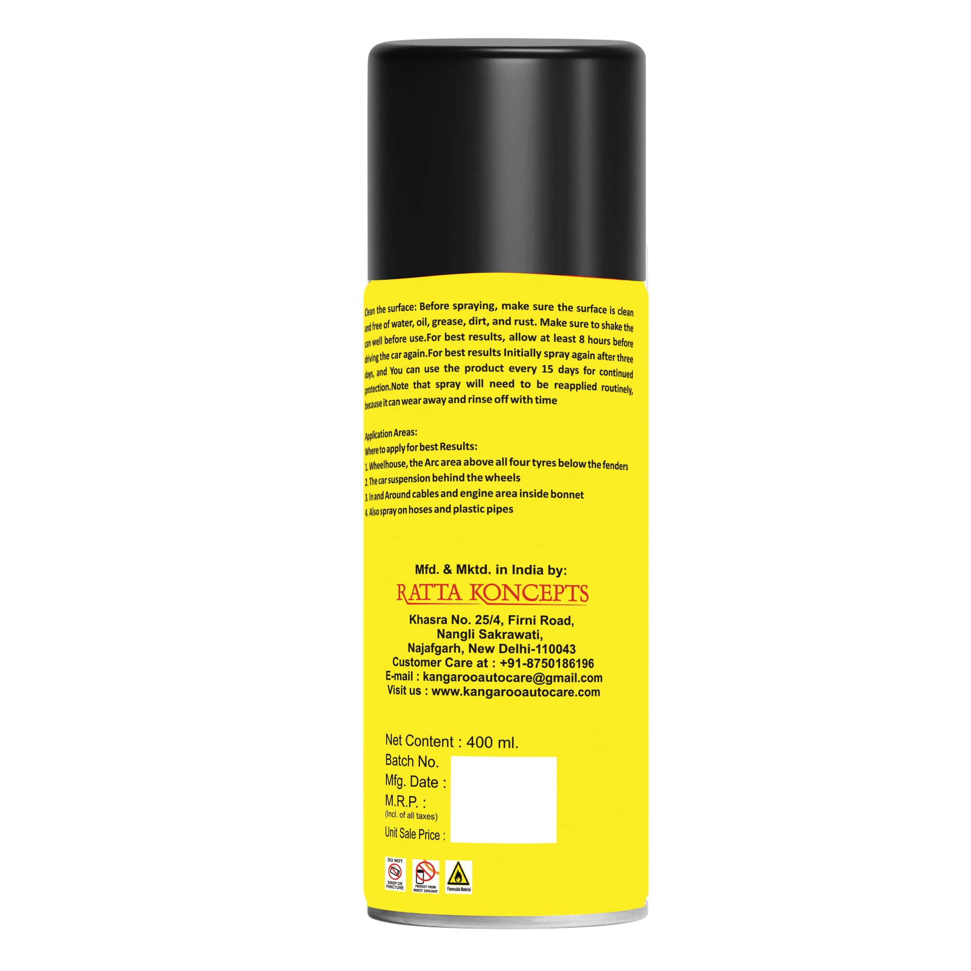 Kangaroo Rat Repellent Spray 400 ml for Cars Highly Effective with and Powerful Protection from Rats, Spray Protect Wires in Car, Bike | Camphor Fragrance | Non Toxic | No Kill Only Repels | 60 Days Protection (400 ml (Pack of 1) - Image 2 thumbnail