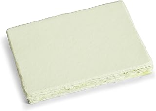 Wanderings Handmade Green Deckle Edge Blank Paper - 5x7" (13x18 cm) Size, Package of 25 - Mixed Media Loose Leaf Paper for Watercolor, Writers, Invitations, Crafts - Thick 300 GSM