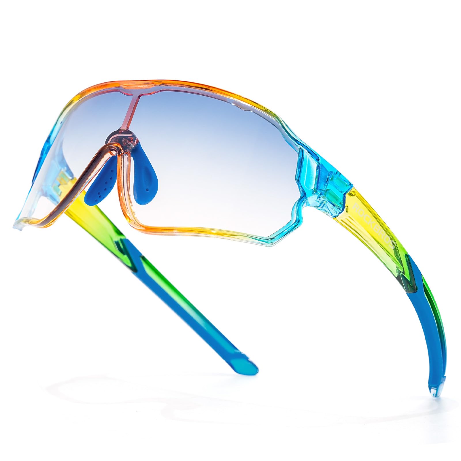 ROCKBROS Kids Photochromic Cycling Glasses, Children's Sports Sunglasses, Teenagers' Cycling Sunglasses, UV400 Protection Kids Sports Glasses TR90 Frame Blue — image 1