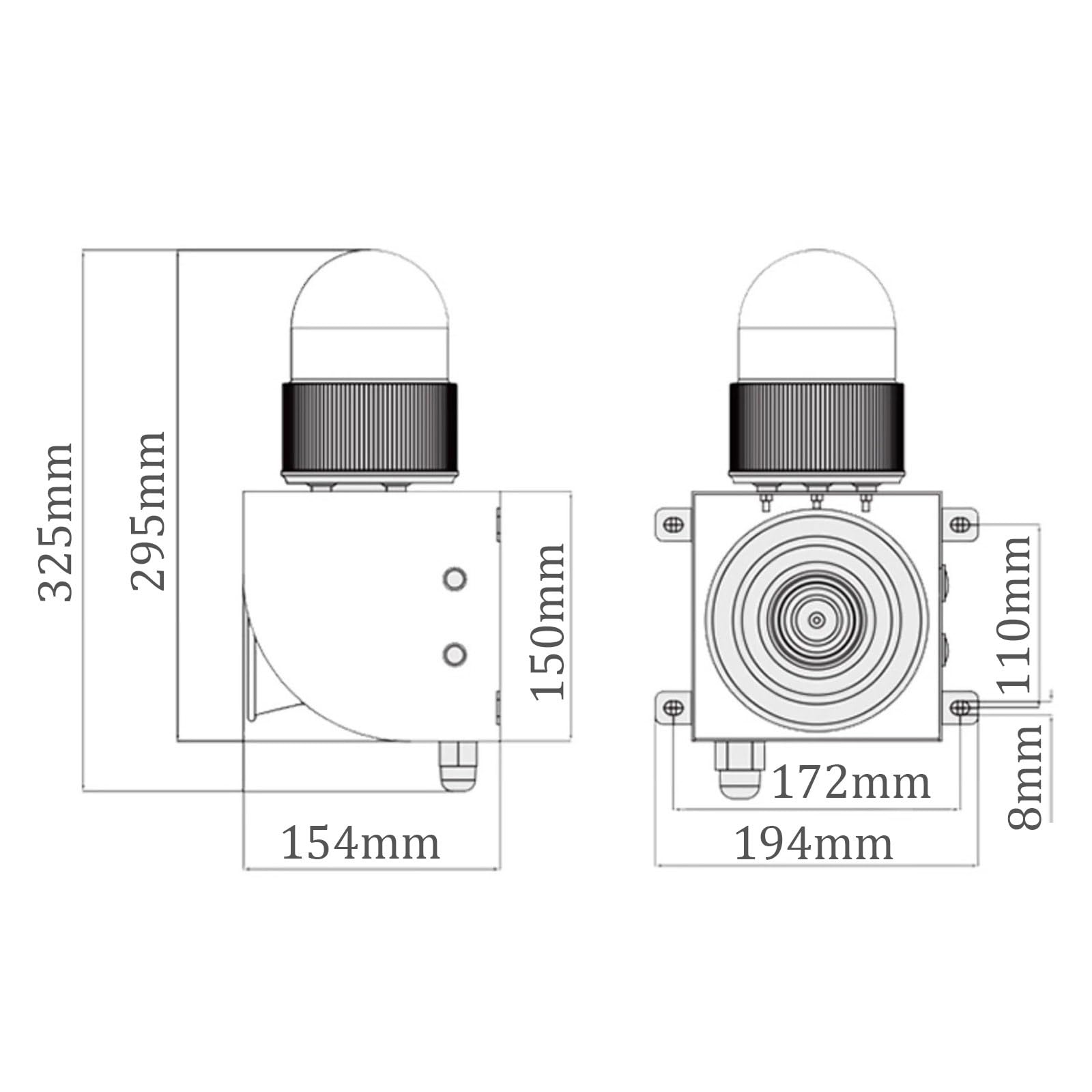 Siren de Alarma Industrial, Luz Estroboscópica de Emergencia de 120dB, Alarma de Sonido y Luz for Exteriores IP65 for Talleres, Terminales Portuarias. Volumen y Tono Ajustables