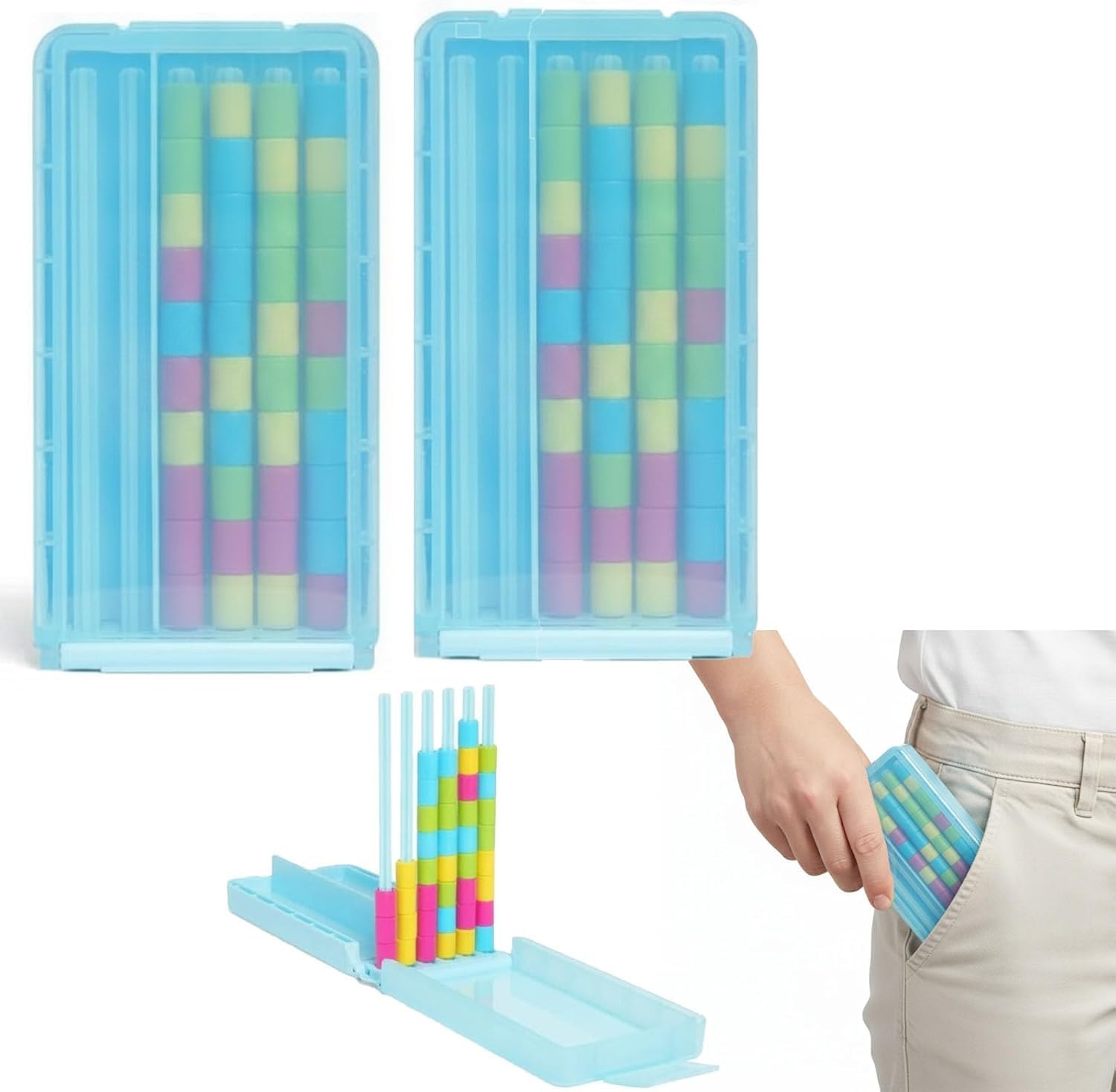 Colour Stack Challenge Game: Giant Color Stack Challenge Brain Game, Wooden Rainbow Blocks Threading Beads Match Sorting Toys, Colour Stacking Matching Educational Learning Games Sensory Toys For Kids