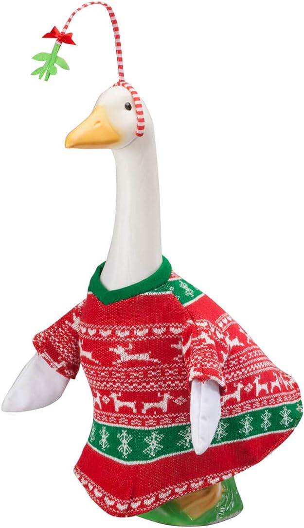Gaggleville Red & Green Sweater Goose Outfit for 23" H Statue