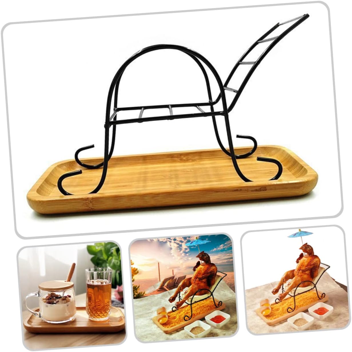balacoo 1set Roasted Chicken Rack Tray Grilled Chicken Rack Stand for Grill Roasting Pan for Oven