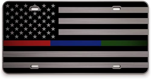 Miniatura 9 de Jass Graphix - Placa de bandera norteamericana para auto color negro mate con 18 de pulgada de aluminio negro compuesto resistente táctica patriota