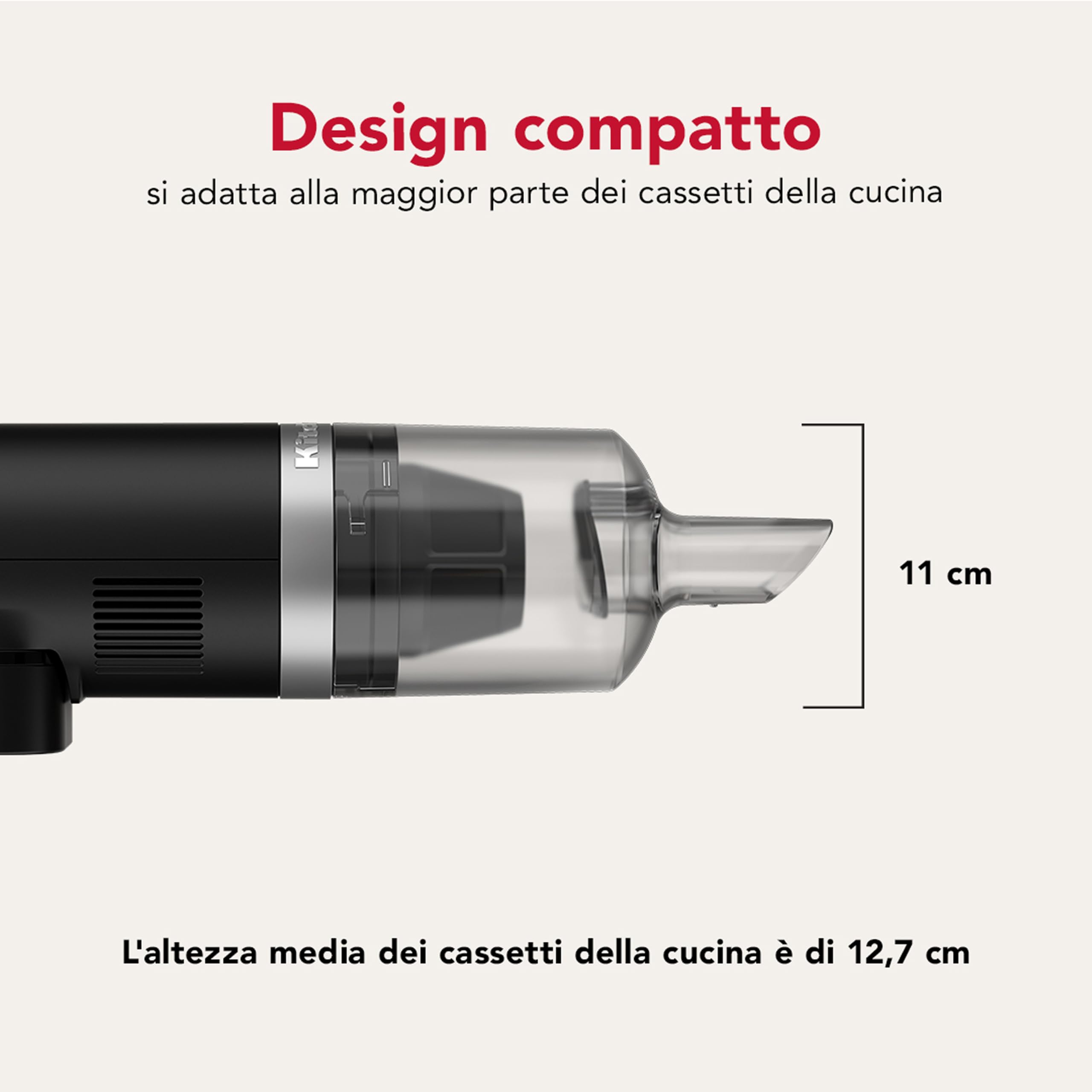 KitchenAid Aspirateur à Main sans Fil - Go Cordless - Léger - Suceur étroit et Accessoire 2-en-1 - sans Batterie - Noir