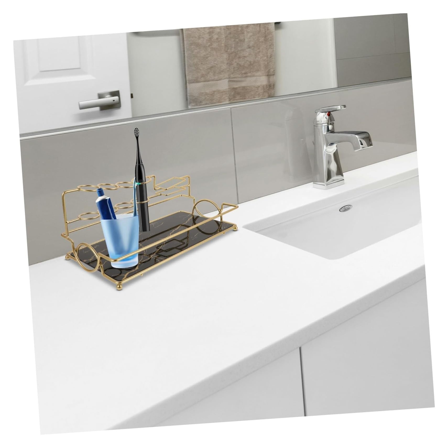 Soportes para cepillos de Dientes Estante de Almacenamiento encimera for baño, Organizador Multiusos for Cepillo Dientes Organizador de Accesorios(Black)