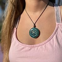 Vista 8 de Orgone Necklace by Seed of Life - Healing Crystals Stones - Protection - SBB Coil-Orgonite Pendant Gems Turquoise, Moonstone, Rose Quartz