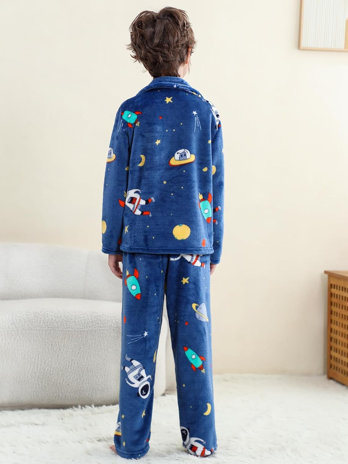 Umeyda Boys Fleece Pajamas Set Flannel Fuzzy 2 Piece Outfits Pants Sets