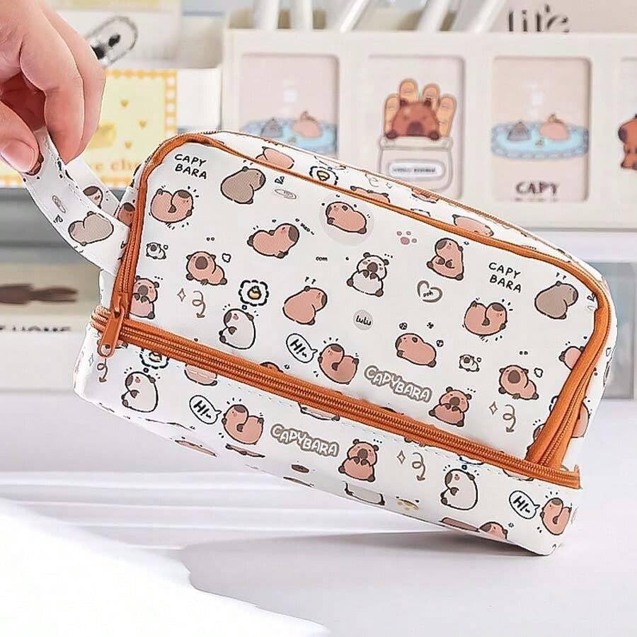 Image of Storio Pencil Box Pouch for School Kids Girls & Boys Aesthetic | Cute Stationary Compass Box Case Organiser | Travel Organiser