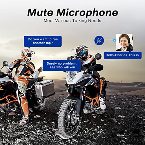 Fodsports M1-S Plus Motorcycle Bluetooth Headset With Music Sharing, Microphone Mute, Fm, Powerful 900Mah Battery, Helmet Intercom Up To 8 Riders With Noise Cancellation, Wonderful Sound, Blue, 2 Pack #TOP3