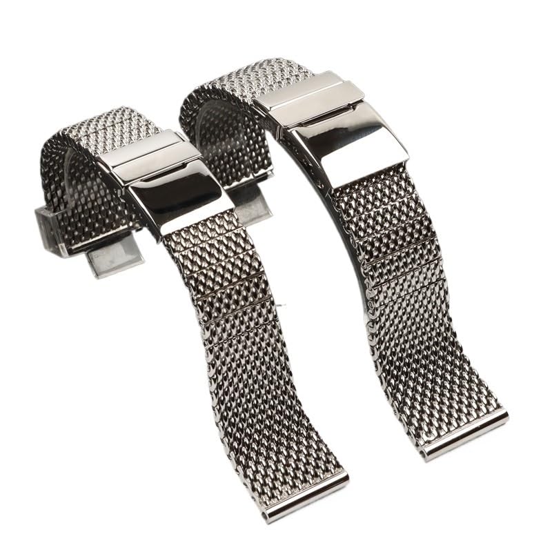 Correa de malla milanesa de acero inoxidable para Breitling Super Ocean Heritage, Aerospace Chronograph, Avenger y Blackbird.