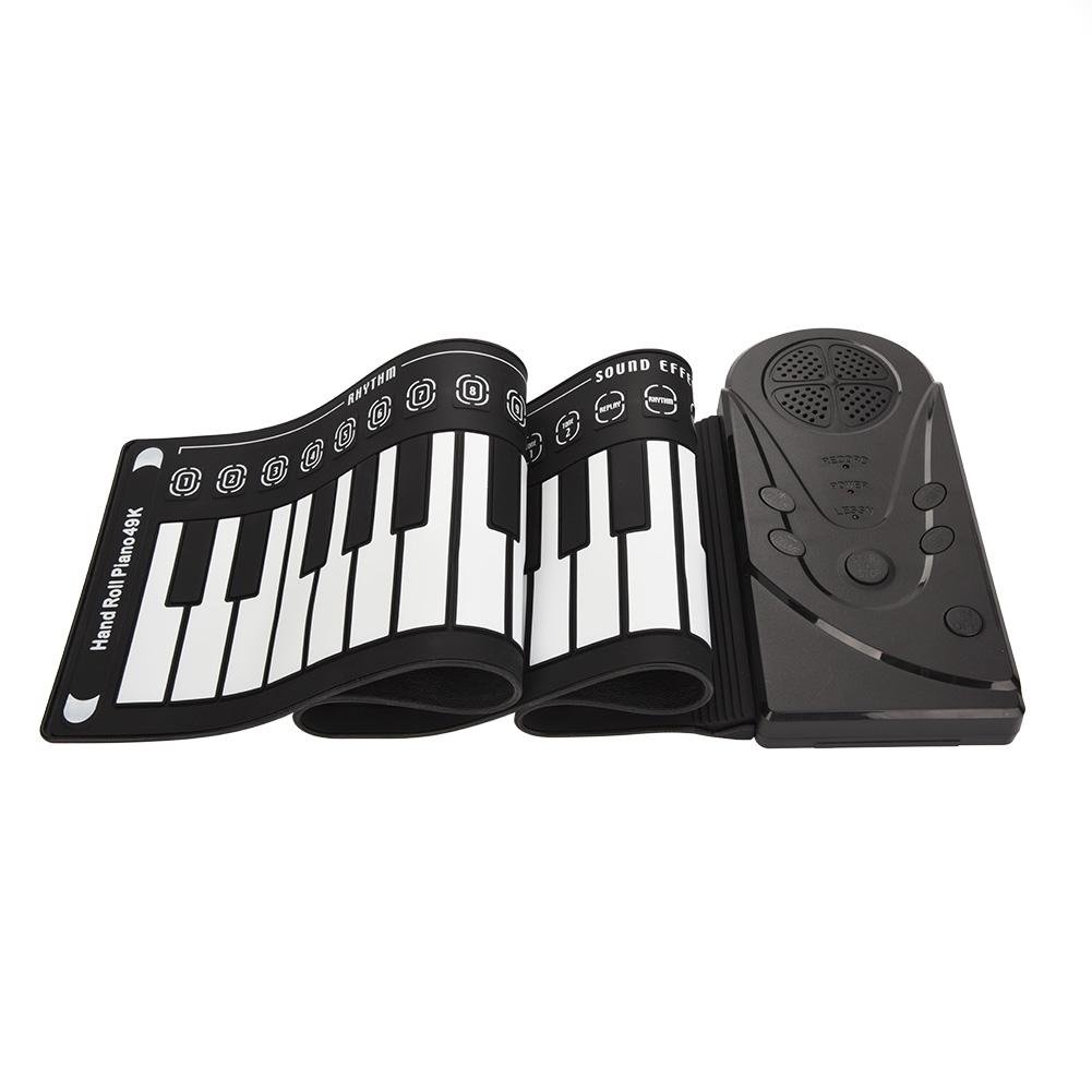 Teclado electrónico, 49 teclas portátil, piano roll-up compacto, fácil de usar, diseño ligero, para niños principiantes, entretenimiento familiar, aprendizaje musical