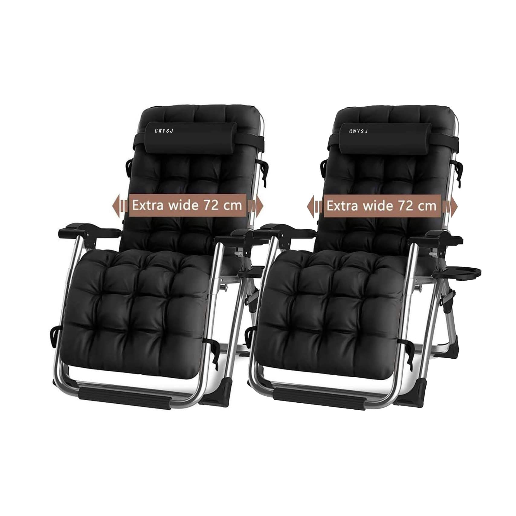 Juego de 2 tumbonas ajustables de gravedad cero para jardín, sillas reclinables para máxima comodidad (color: negro)