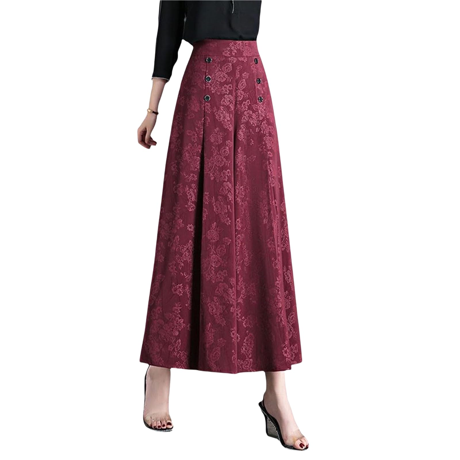 Designable Ice Silk Palazzo Pants Cool & Comfy Palazzo Pants - Pantalones de cintura alta para mujer, diseño floral, corte entallado, pantalones cortos de playa
