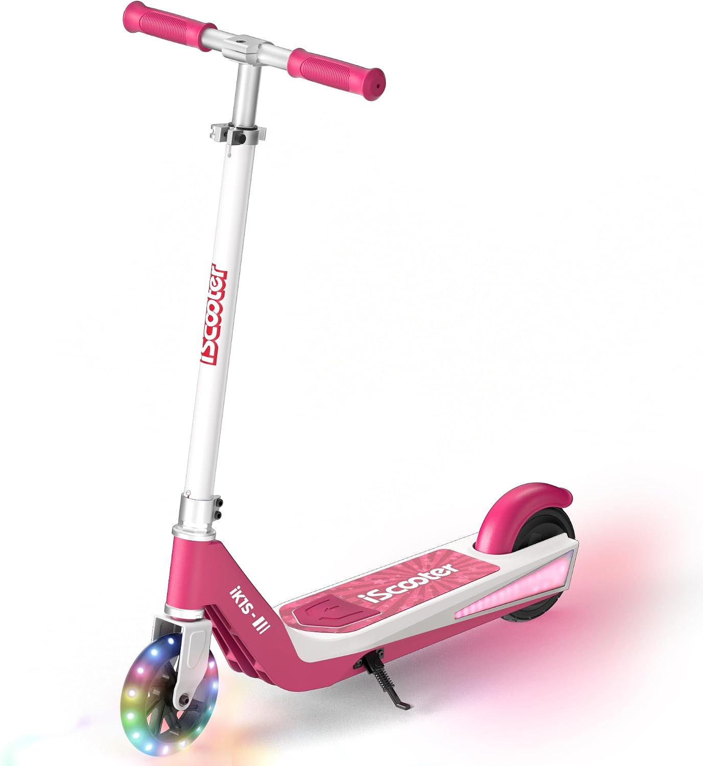 iScooter iK1 Scooter for Kids Aged 6-10, Adjustable Height, Colorful Flashing Wheels & Deck Lights, Scooter Suit for Beginners