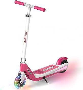 iScooter iK1 Scooter for Kids Aged 6-10, Adjustable Height, Colorful Flashing Wheels & Deck Lights, Scooter Suit for Beginners
