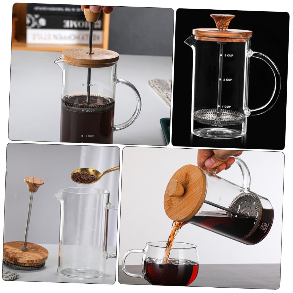 Zerodeko Manual Coffee Pot Borosilicate Glass Coffee Maker Lid for Home Office and Camping Use