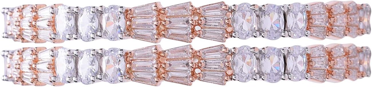 Ratnavali Jewels CZ Zirconia Gold Tone Round Diamond Elegant Bollywood Indian Bangles Jewelry Women Wedding Bride