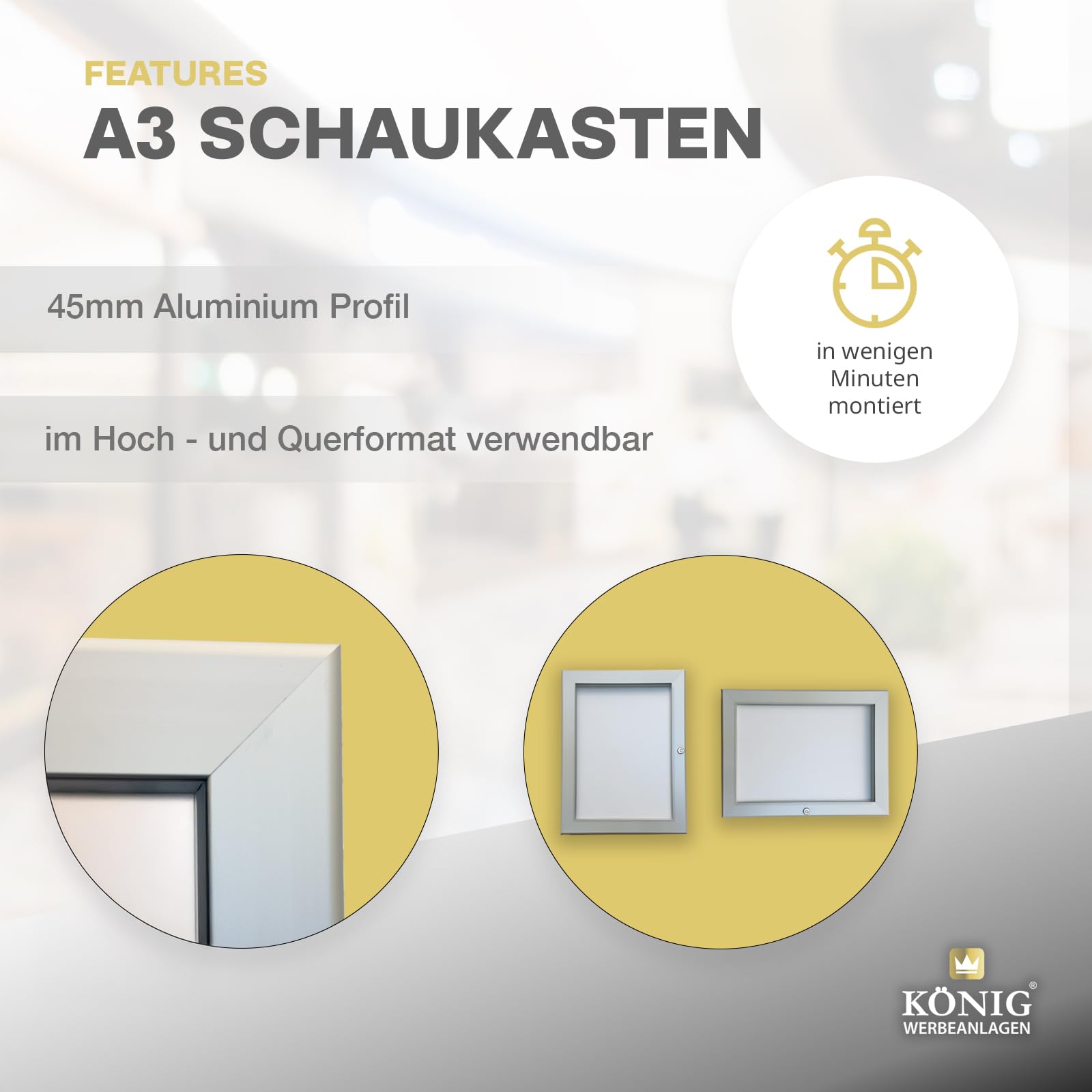 Schaukasten Keitum Economy 2x DIN A4 | Querformat B 390 × H 515mm | wetterfest für innen und aussen | abschließbar | Acrylglas 2mm | Alu-silberfarbig eloxiert