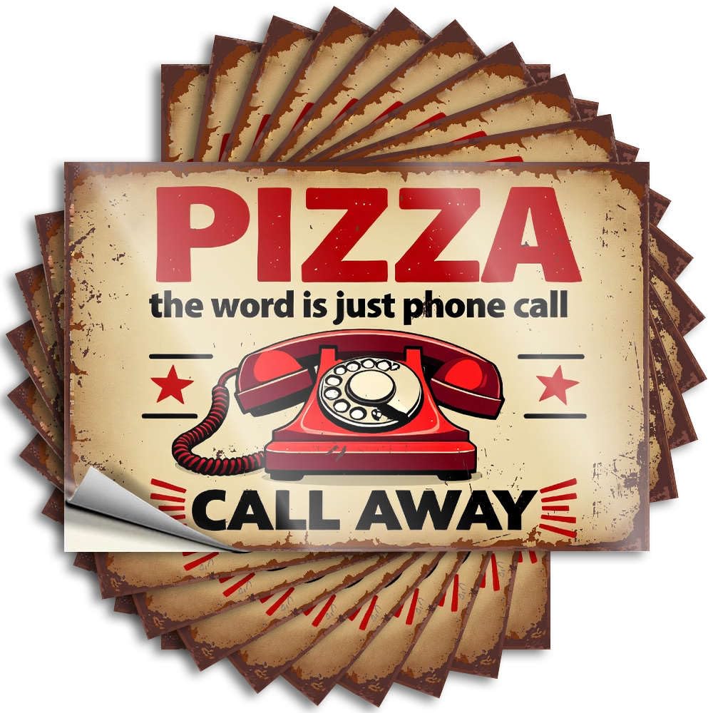 Tattoos Guest Bathroom Decor Waterproof Vinyl Sticker | Pizza Order with A Phone Call. Badass Garage for Military DIY Projects(12X18CM)