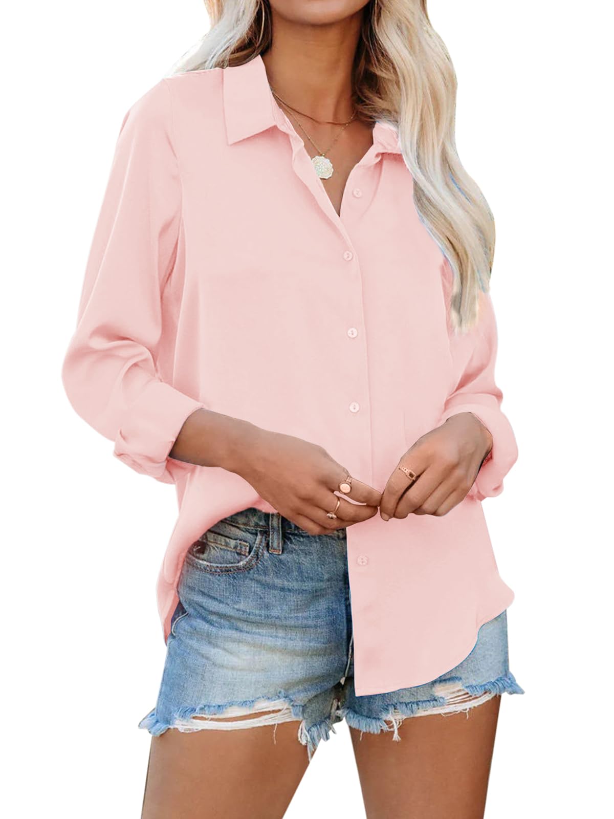 Siliteelon Button Down Shirts For Women Dress Shirts Cotton