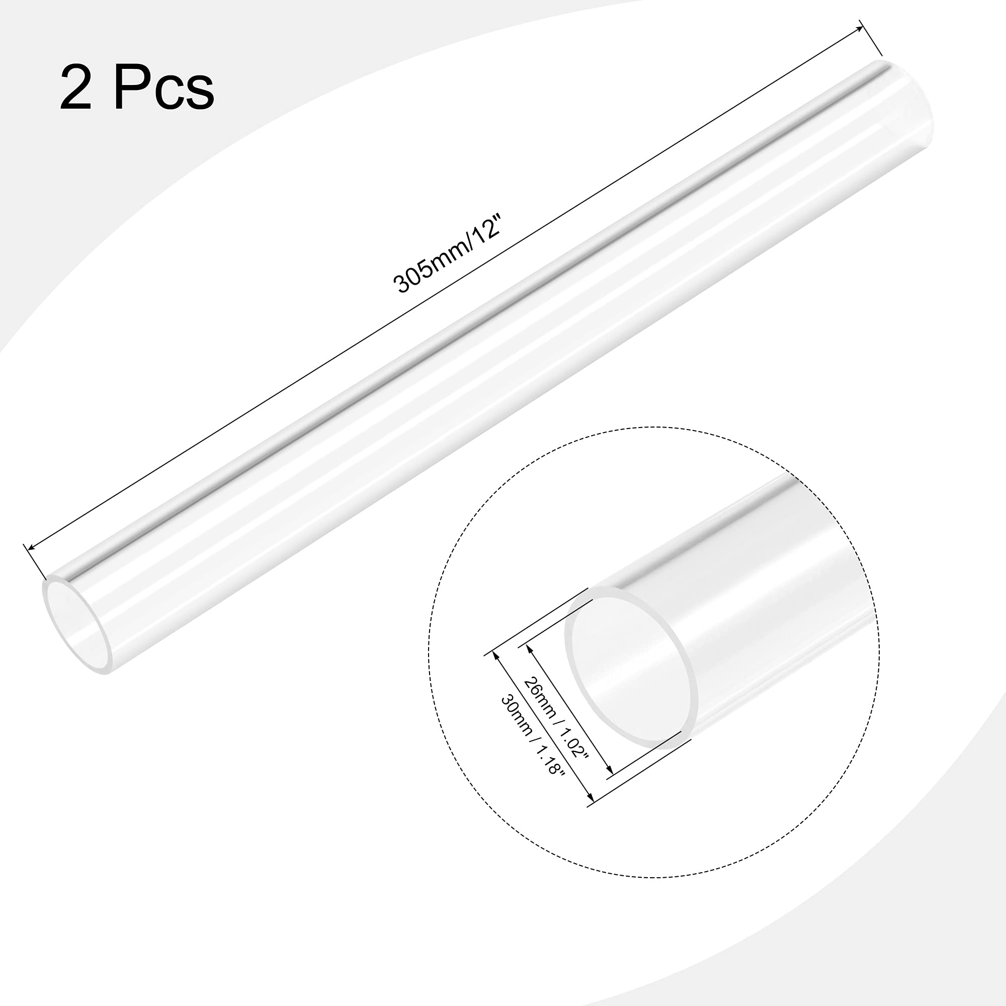 Tube Inox 76 Mm Clear Tubing MECCANIXITY Acrylic Pipe Rigid Round Tube Clear 26mm(1") ID 30mm(1 3/16") OD 305mm(12") For Lamps And Lanterns,Water Cooling System 2pcs On Philippines Acrylic Tube Pipe Saint