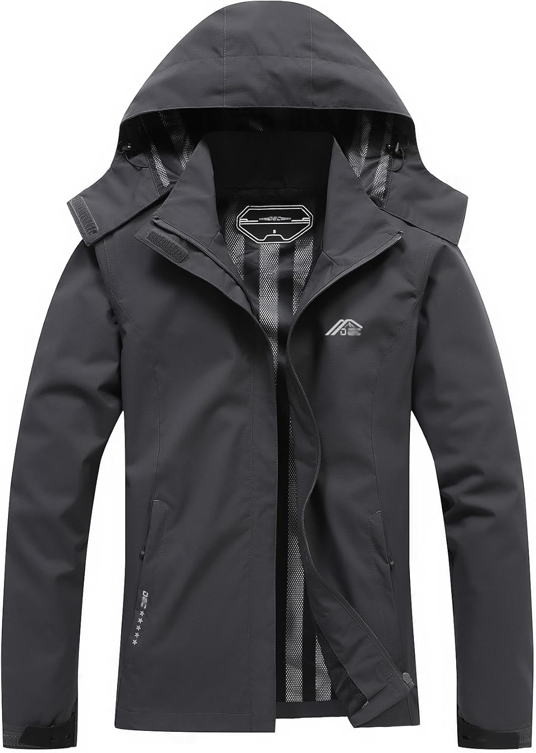 Women's Waterproof Raincoat Lightweight Rain Jacket Detachable Hood Travel Outdoor
