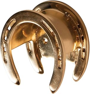 Berlin Brass Double Horseshoe Domed Bridle Rack | Color Brass | Solid Brass Construction | Perfect Stable Accent | Double Horseshoe Design | Includes Mounting Hardware