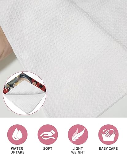 Miniatura 5 de Juego de 2 toallas de cocina de tejido de punto gofre de algodón, diseño de pingüinos de Feliz Navidad, 16 x 24 pulgadas, absorbentes, de secado