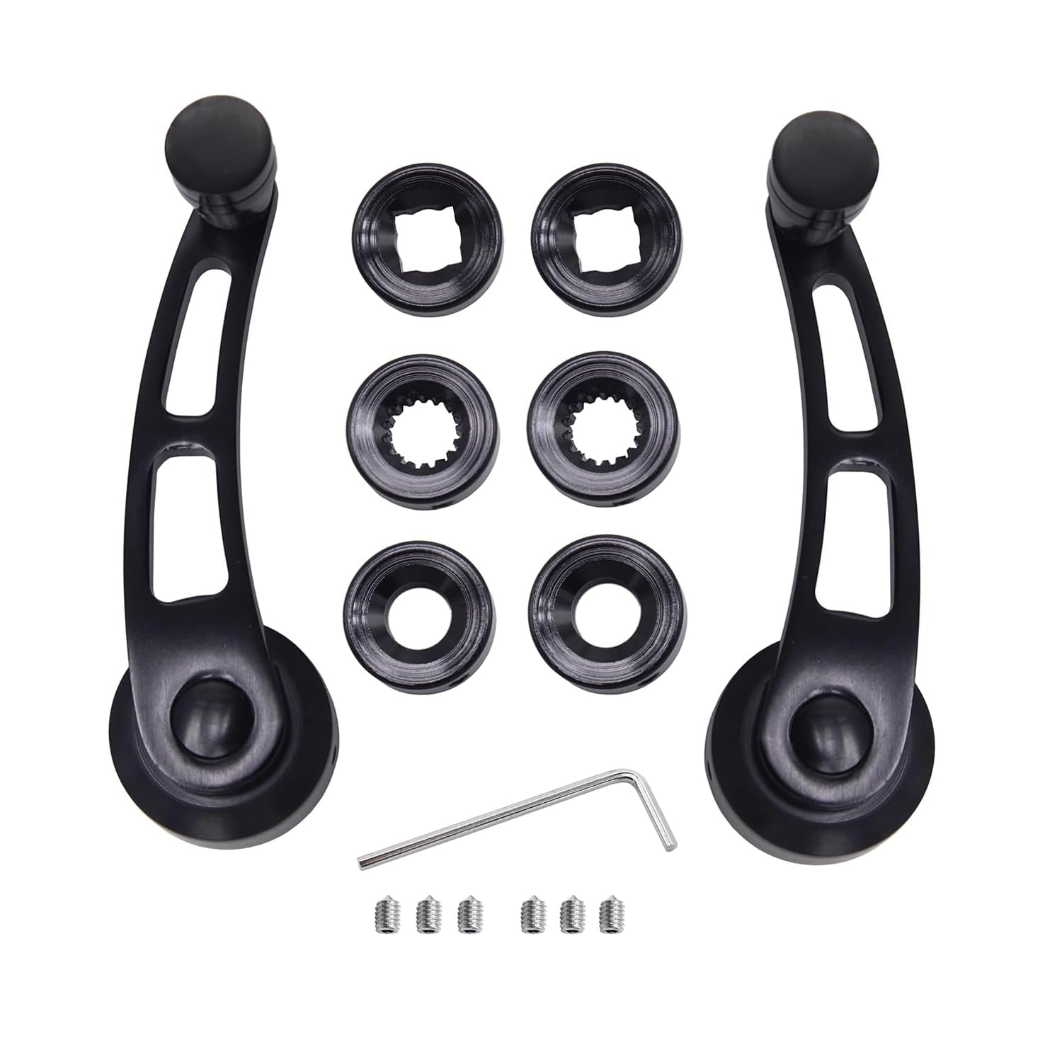 Billet Aluminum 4-1/4" Window Crank Handle Kit Compatible for Hot Rod Chevy Ford Chrysler(Black)