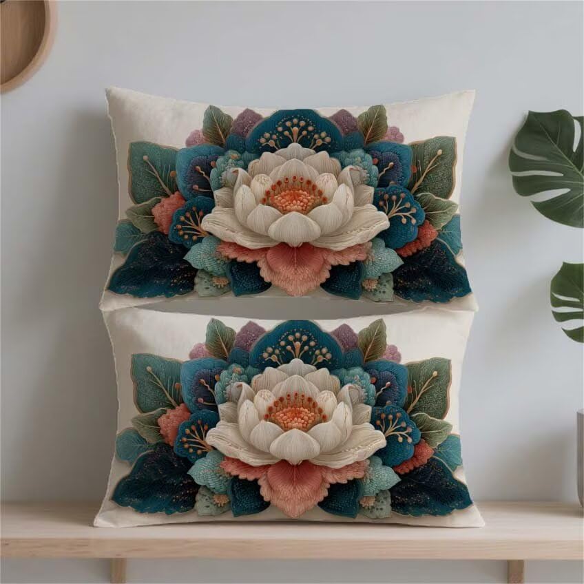 Housse de coussin 50x90cm mandala lin : cadeau deco maison et patio - 2