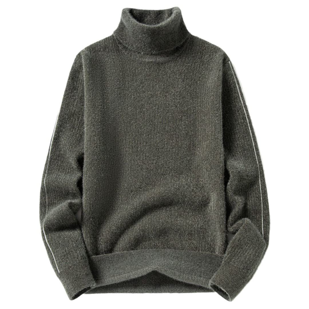 Hamthuit Suéter de cuello alto de los hombres suéter de los hombres suéter de punto casual negro suéter otoño invierno hombres suéter, En8, M