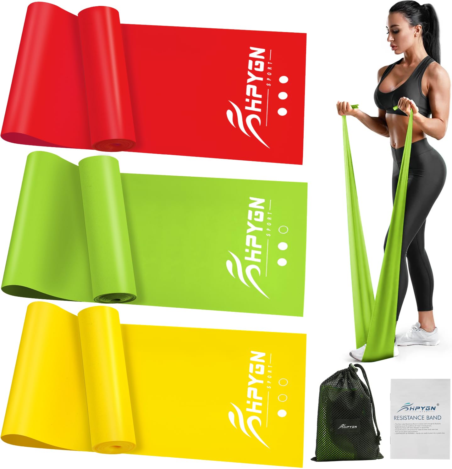 Resistance Bands, Exercise Bands, Physical Therapy Bands for Strength Training, Yoga, Pilates, Stretch Elastic Band with Different Strengths, Workout Bands for Home Gym