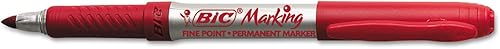 BIC Gpm11rd Marcador permanente de punta fina, color rojo ambunccioso, docena