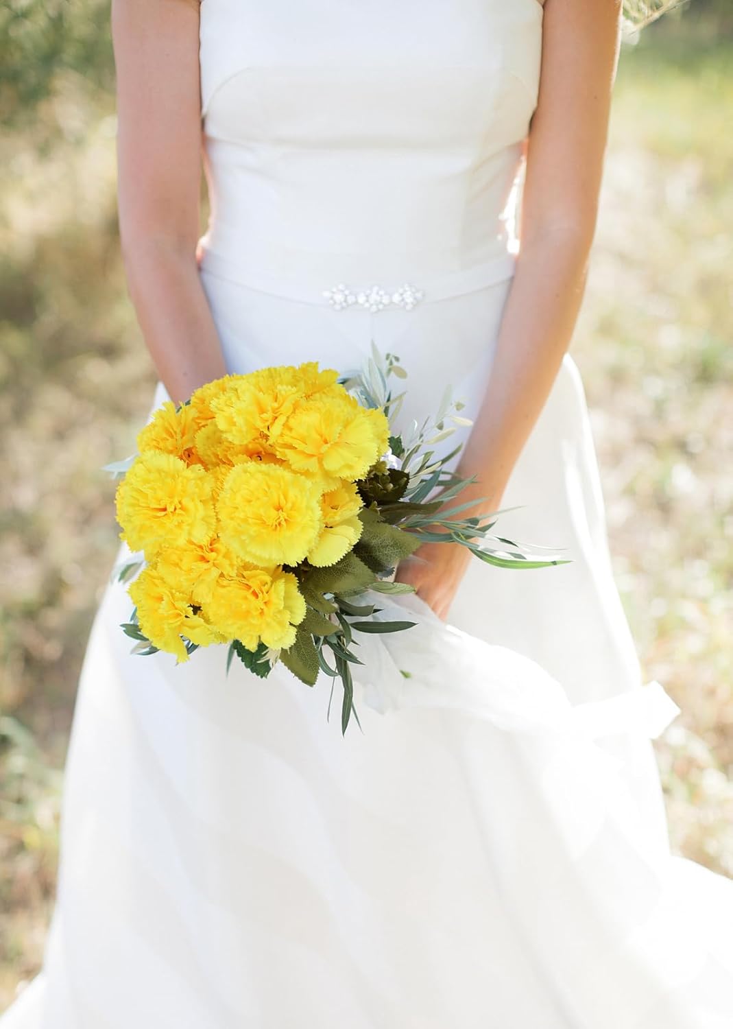 Yellow Carnations Artificial Flowers 21 Heads Silk Carnations with Stems Fake Flower for DIY Wedding Bridal Bouquets Floral Arrangements Home Party Decoration (Yellow) - Image 4