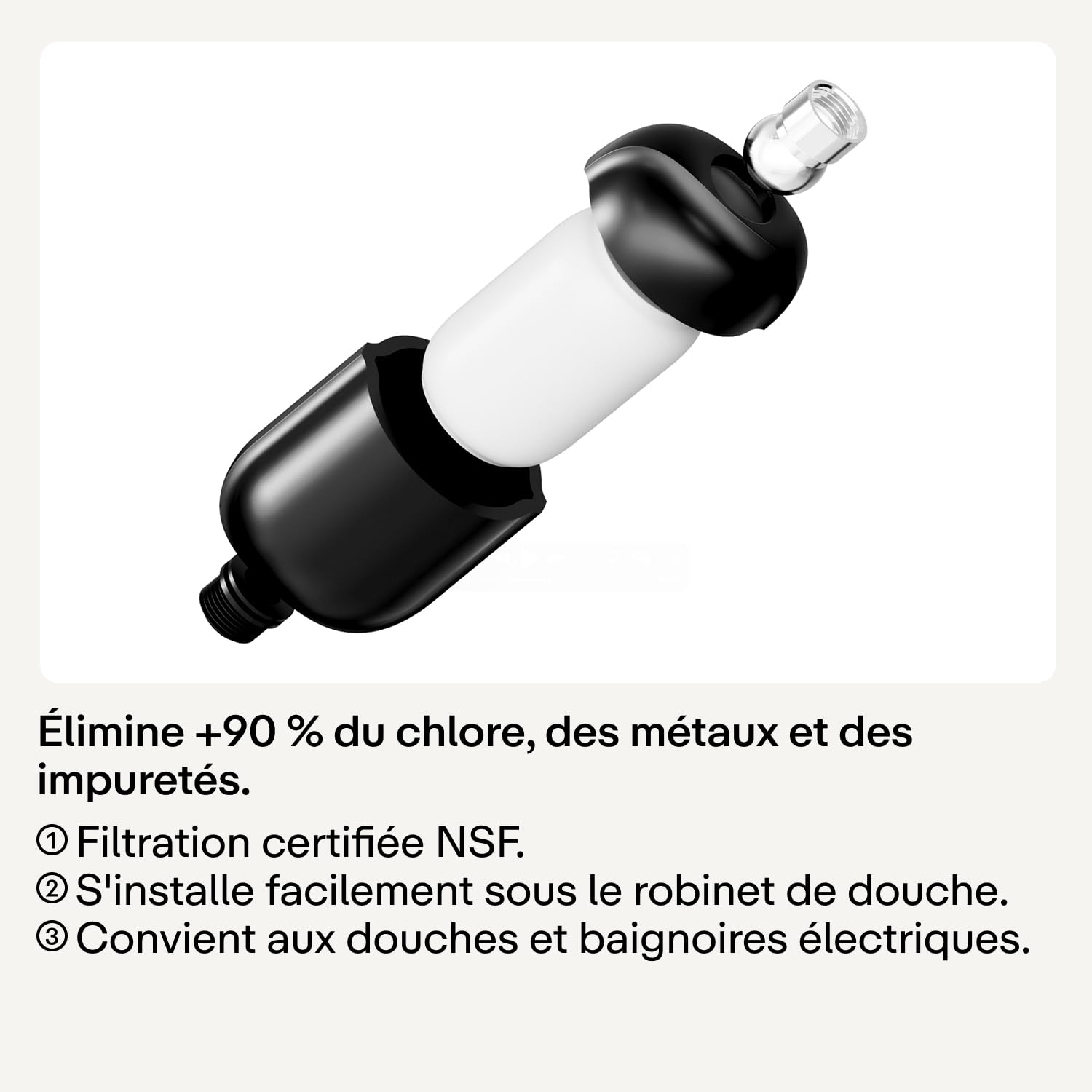 Hello Klean Filtre de douche chrome - Filtre les métaux indésirables, le chlore et les impuretés de l’eau de douche - Améliore la qualité de la peau et des cheveux - Pour douche en ligne et électrique