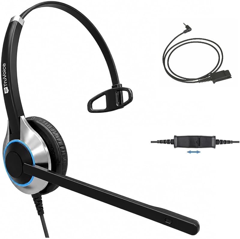 HD-500 Premium Single Ear Headset with Noise Canceling Microphone and 2.5mm Cable for Cisco SPA303, SPA502g, SPA504g, SPA508g, SPA509g, SPA514g, SPA525g and Phones with a 2.5mm Jack Port