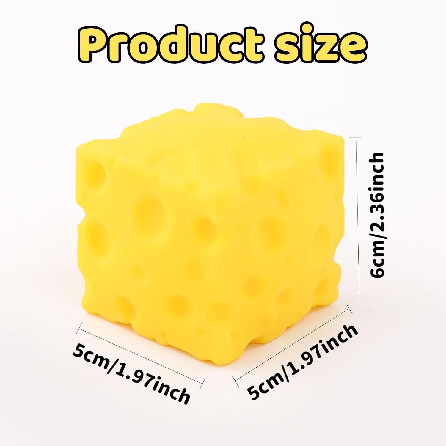 2 PCS Yellow Cheese Squeeze, Squeeze Cheese, Stress Balls for Adults Soft Novelty Rebounding Sensory Theme Cheese Cubes Squishy Stress Balls for Adults Rebounding Sensory Squishys Cheese 2.36 inches — view 7