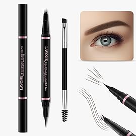 Eyebrow Pencil Makeup Kit, with Waterproof 2-IN-1 Microblading Eyebrow Pen, Eyebrow Pomade, Eyeliner and Dual-ended Eyebrow Brush, Brow Pencil Kit for Natural Eyebrows - Dark Brunette