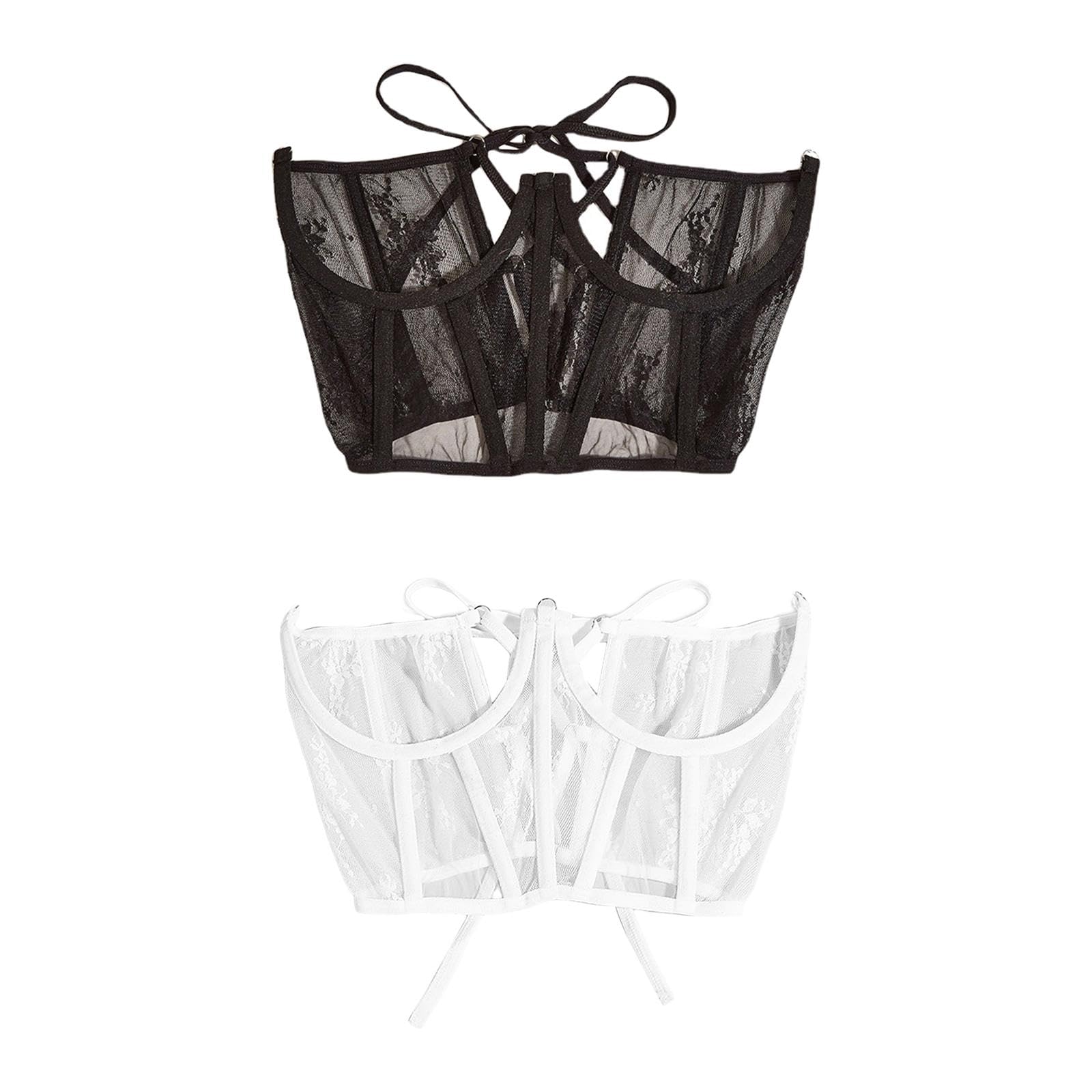 Lace Corset Belt Open Cup Tie Back Corset for Women Adjustable Waist Cincher Black|Clothing, Shoes & Accessories | Womens Clothing | & Sleep |1 Women Lace Up Corset-image-11