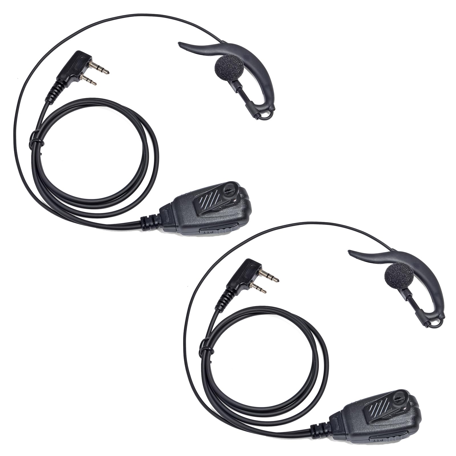 HYSHIKRA Radio Earpiece Compatible with Retevis Baofeng UV5R Kenwood TK250 Walkie Talkie Headset with PTT and Mic (G Shape, 2 PACK)
