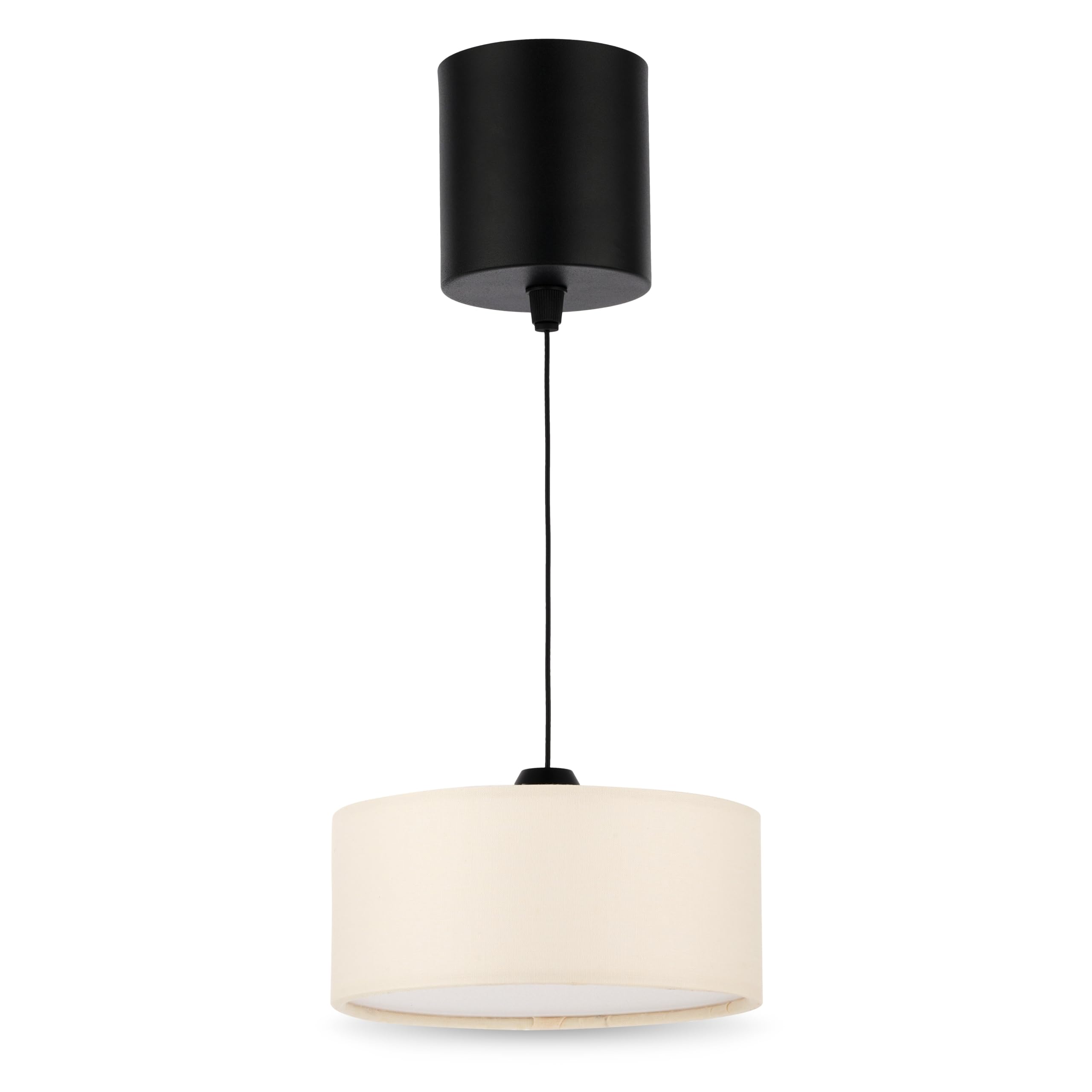 REV Lámpara colgante con batería – 120 lm regulable en 3 colores, temporizador 1 – 4 h, altura regulable (18 – 123 cm), lámpara colgante para salón, mando a distancia, pantalla de tela, color beige