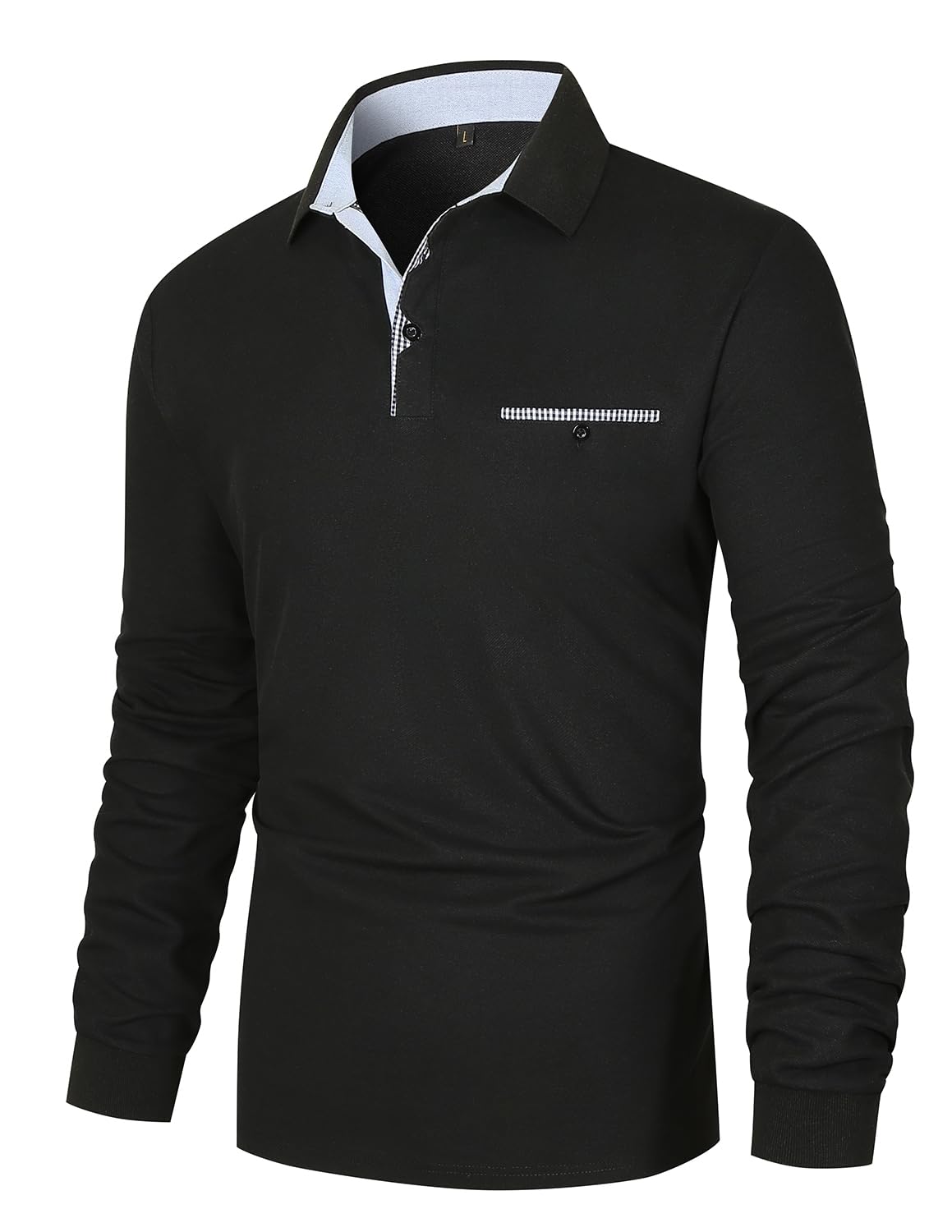 KUNJLELP 100% Cotone Polo da Uomo Manica Lunga Ricamo di Giraffa Maglietta Uniformi Polo da Lavoro per l'autunno e l'inverno