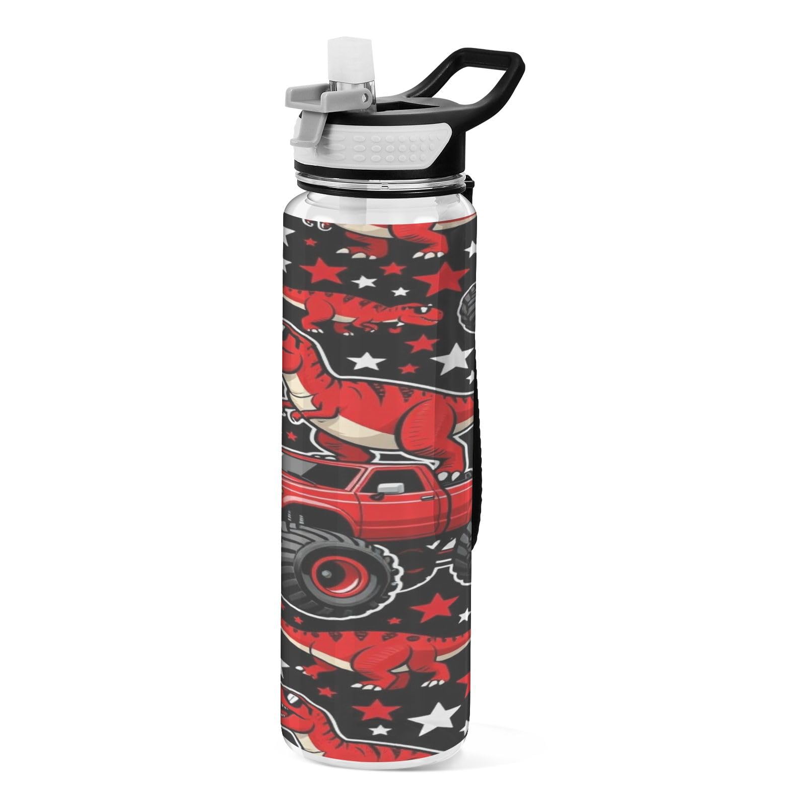 Botella de agua deportiva infantil de plástico portátil con T-Rex para patio